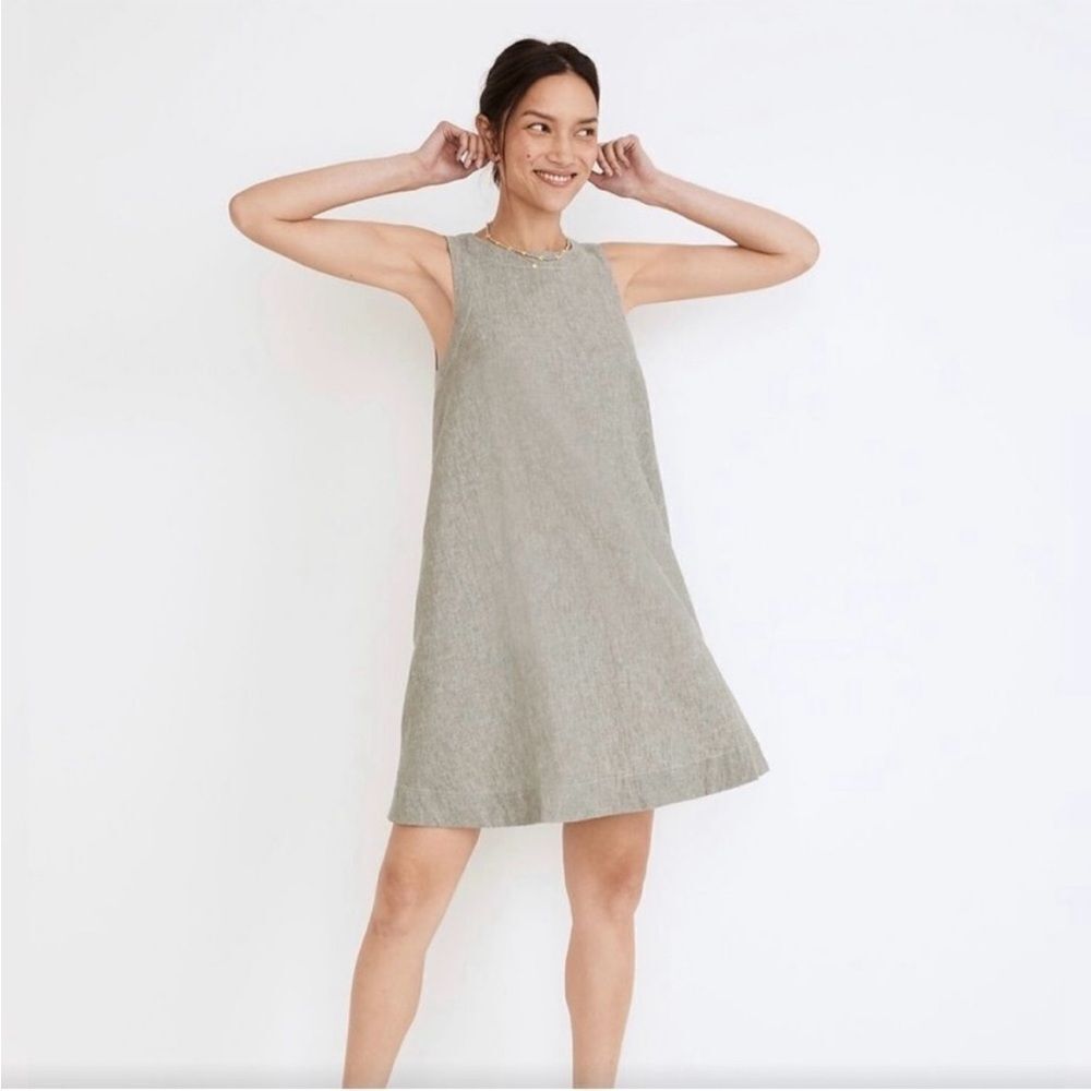 Madewell Sleeveless A-Line Mini Dress in Light Olive